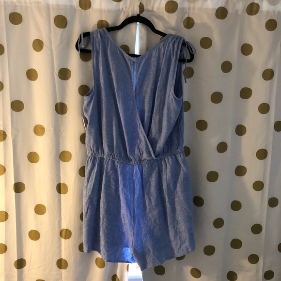 *NWT* Old Navy Chambray Romper, Blue, Tie-Sleeves - Picture 3 of 8